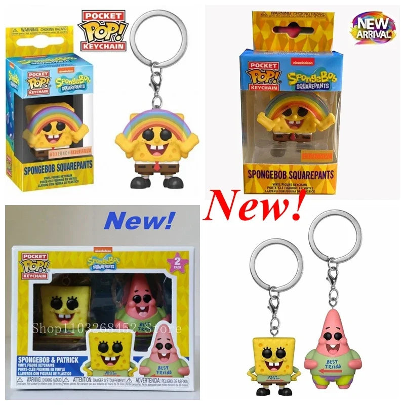 Funko POP! Anime Keychain: SpongeBob SquarePants with Rainbow SpongeBob & Patrick Collection Pendant Action Figure Toys with Box