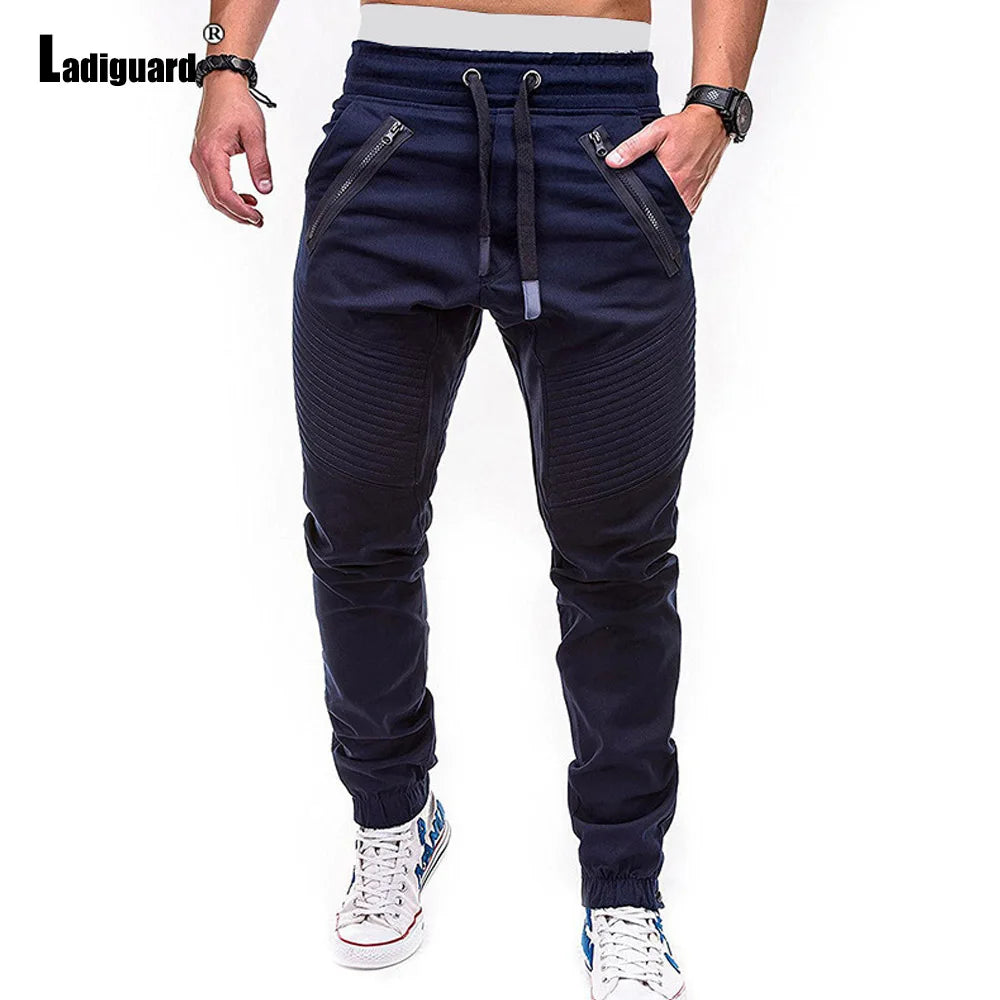 2025 American Fashion Hip Hop Pants Men's Ankle-Length Trouser Plus Size Mens Stand Pocket Casual Sports Running Sweatpants New