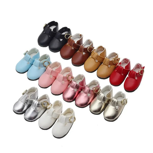 PU Leather 4.6cm Colorful Shiny Sneakers Shoes Doll 1 Pair Doll PU Leather Shoes Cute Mini Leather Boots Kids Gifts