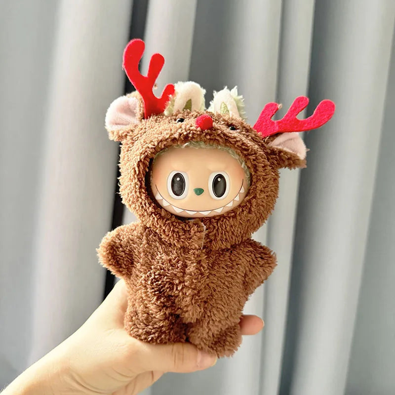 17cm Labubu I II Idol Dolls Cute Mini Plush Doll'S Clothes Korea Kpop Exo Idol Dolls Overalls Clothing DIY Accessories Gifts