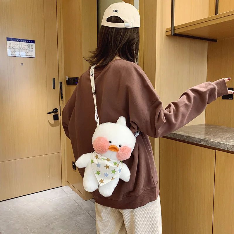 Cartoon Cute LaLafanfan Cafe Duck Plush Backpack Kawaii Toys Stuffed Crossbody Bag Doll Shoulder School Bag for Girls Gift