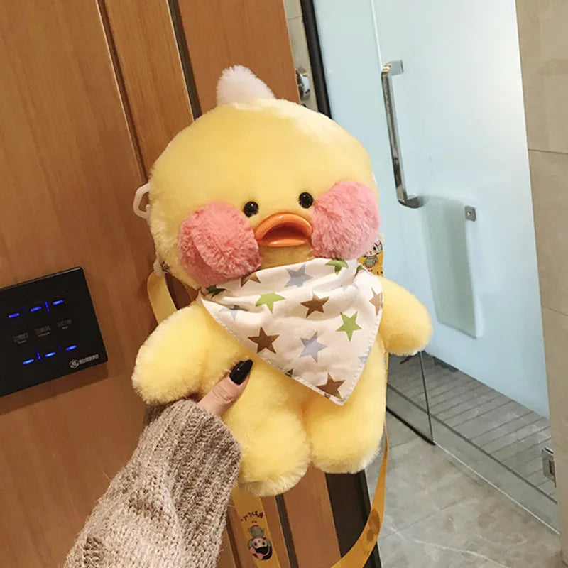 Cartoon Cute LaLafanfan Cafe Duck Plush Backpack Kawaii Toys Stuffed Crossbody Bag Doll Shoulder School Bag for Girls Gift