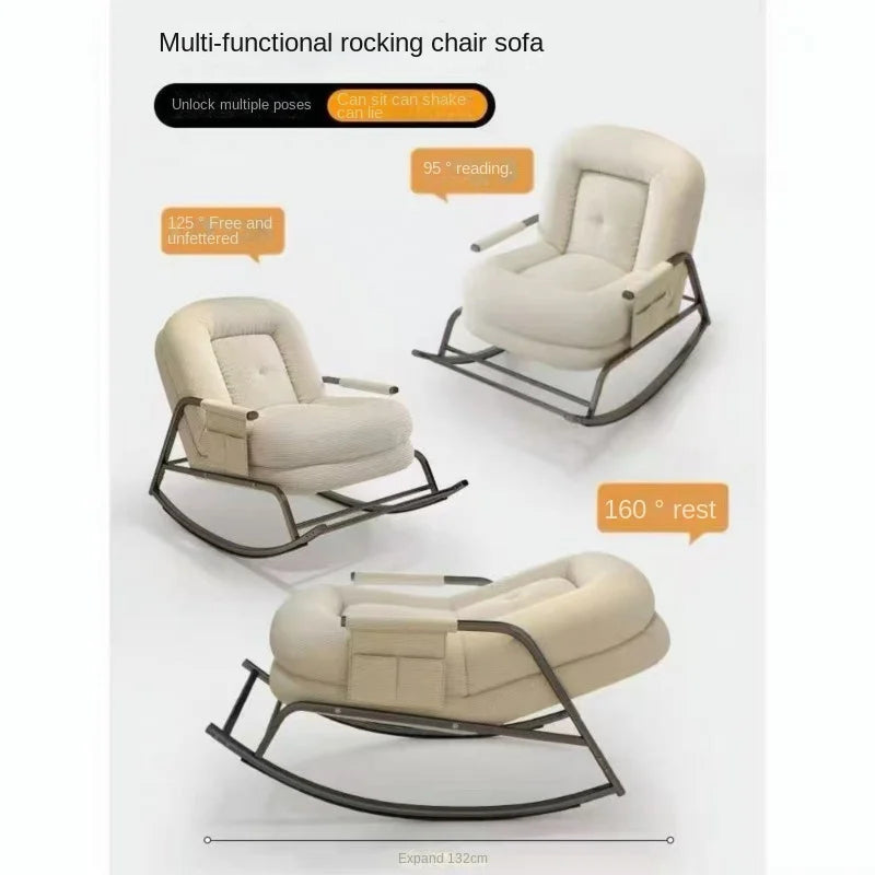 Realife Can Sit Or Lie Down Adult Lazy Rocking Chair Home Living Room Balcony Leisure Lounge Chair Bedroom Single Lazy Sofa 2025