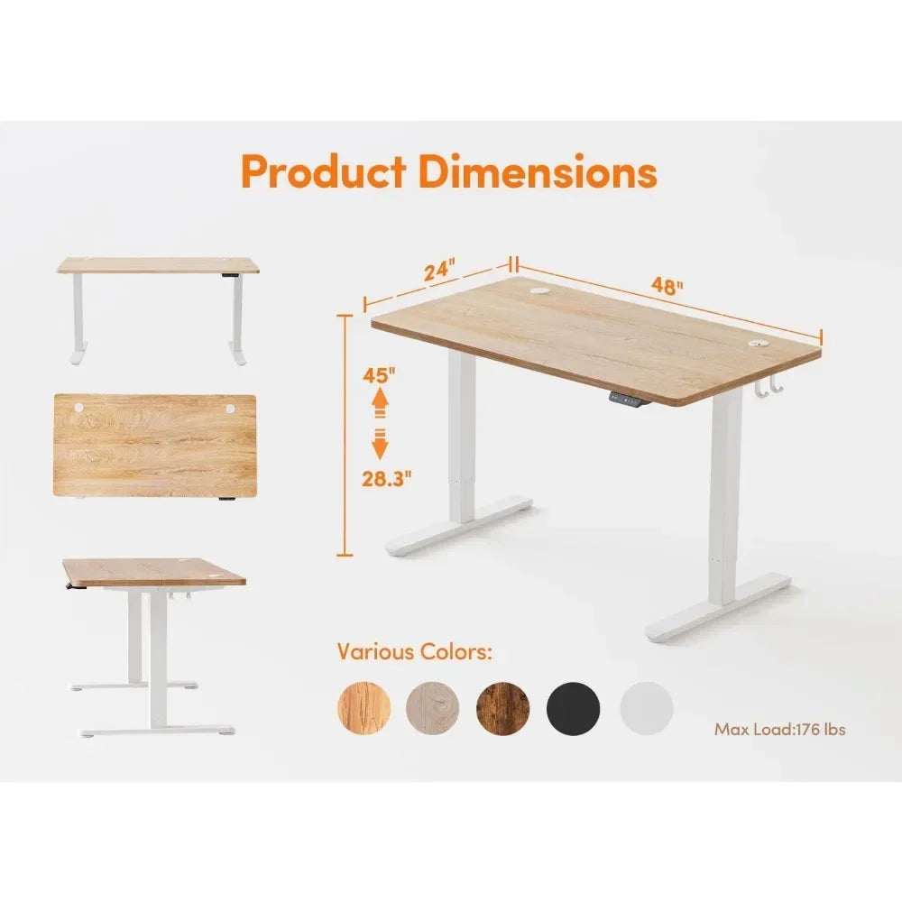 Standing Desk with Electric Height Adjustable, Telescopic Height Adjustment, Office Table