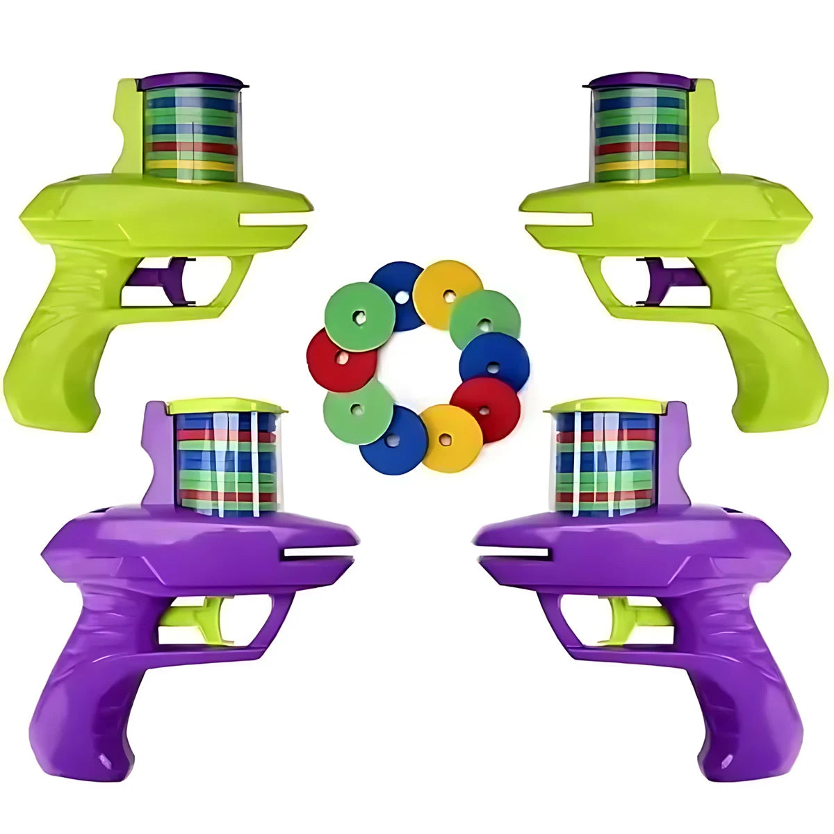 Kids Outdoor Game Foam Disc Gun Toy Flying Disc Shooting Launcher Gun Double Parent-child Interactive Children Toy