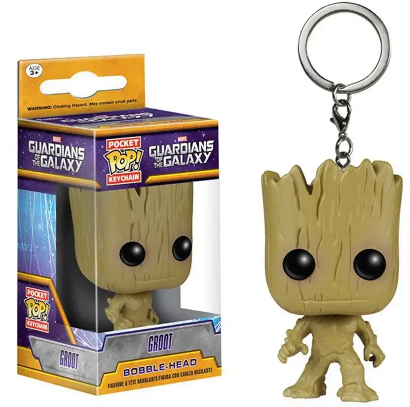 FUNKO Pocket Keychains Guardians of the Galaxy Dancing Groot in Onesie Cheese Puffs Venomized Groot Action Figure Toys Keychains