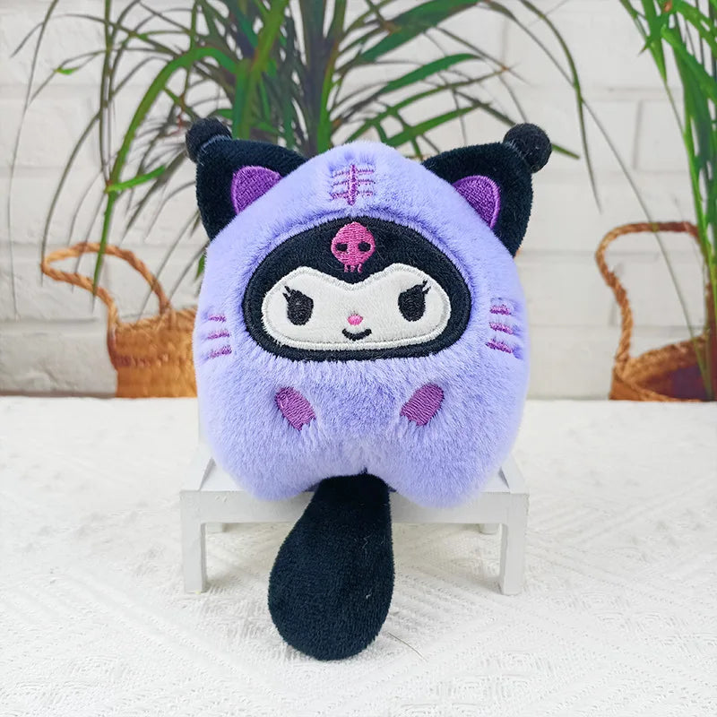 MINISO Plush Sanrio Doll Keychain Kuromi Big Ear Dog Car Keychain Katie Cat Couple Backpack Pendant Decoration Friends Toy Gift