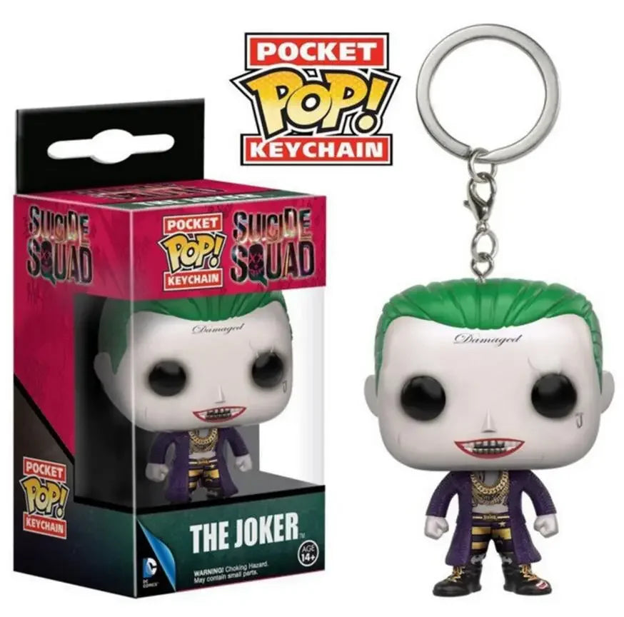 NEWest FUNKO Pocket Keychains Broken Heart harley quinn Tape Funhouse PENNYWISE with Beaver Hat keychains Action Figure Toys