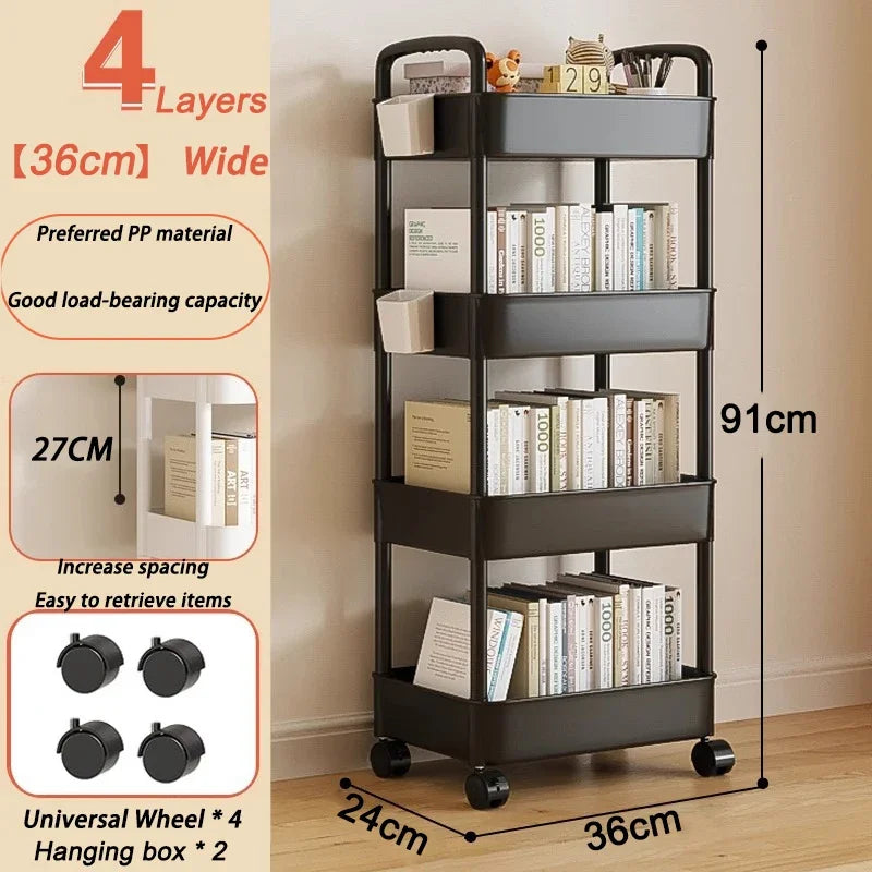 Mobile Storage Trolley Bedroom Multi-Layer Storage Racks Organizer Living Room Snacks Shelf Household Kitchen Cart with Wheels