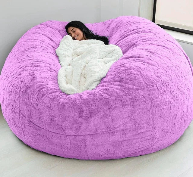 Soft Warm 7FT 183*90cm Giant Bean Bag Cover Fluffy Faux Fur Pouf Sofa Bed Soft Beanbag Couch Relax Recliner Chair Lazy Sofa Coat