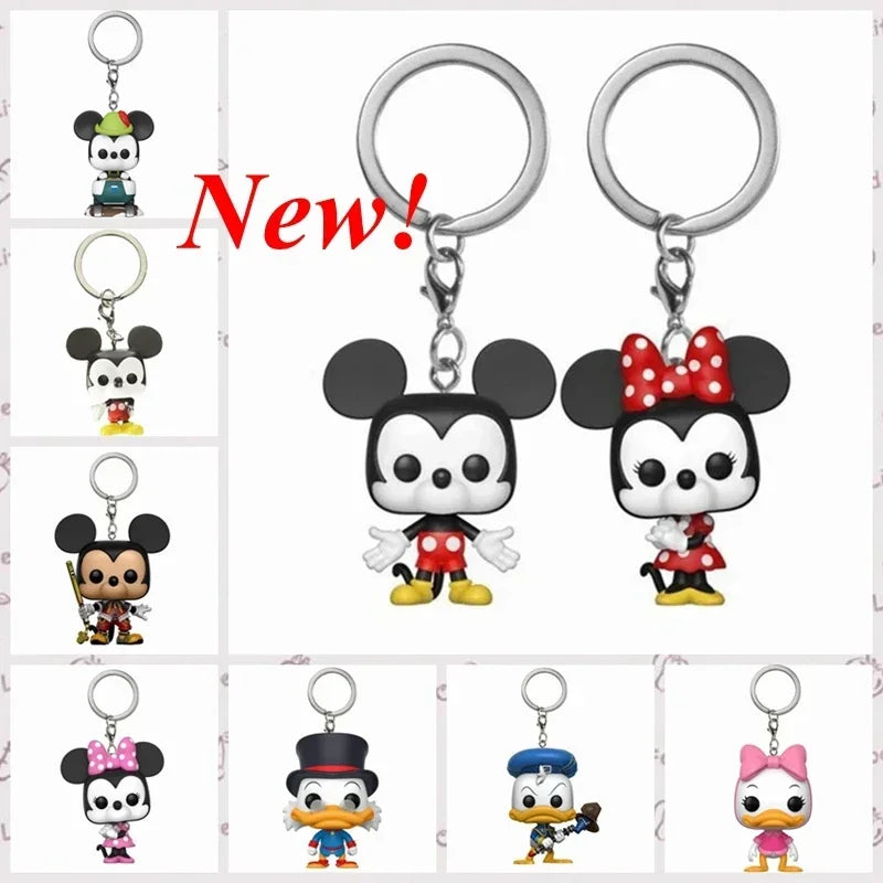 New Funko Pocket 8 Styles Keychains Disney Bobsleds Mickey Sword Minnie Donald DuckTales Scrooge Webby Action Figure Toys Gifts