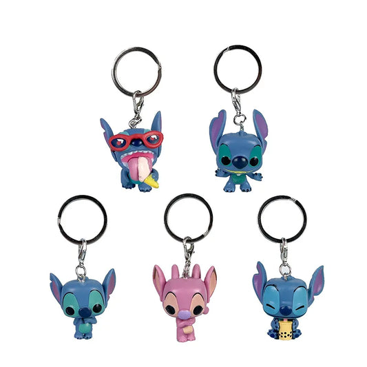 New Lilo & Stitch Anime Keychain Cartoon Mickey Mouse Minnie Cute Doll Keyring Ornament Key Chain Car Pendant Kids Gift Toys