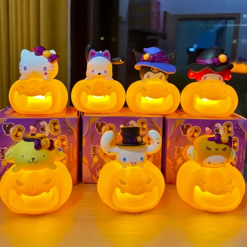 Genuine Miniso Sanrio Troublemaker Series Pumpkin Nightlight Hello Kitty Kuromi Pochacco Melody Ornament Toy Girls Decor Gift