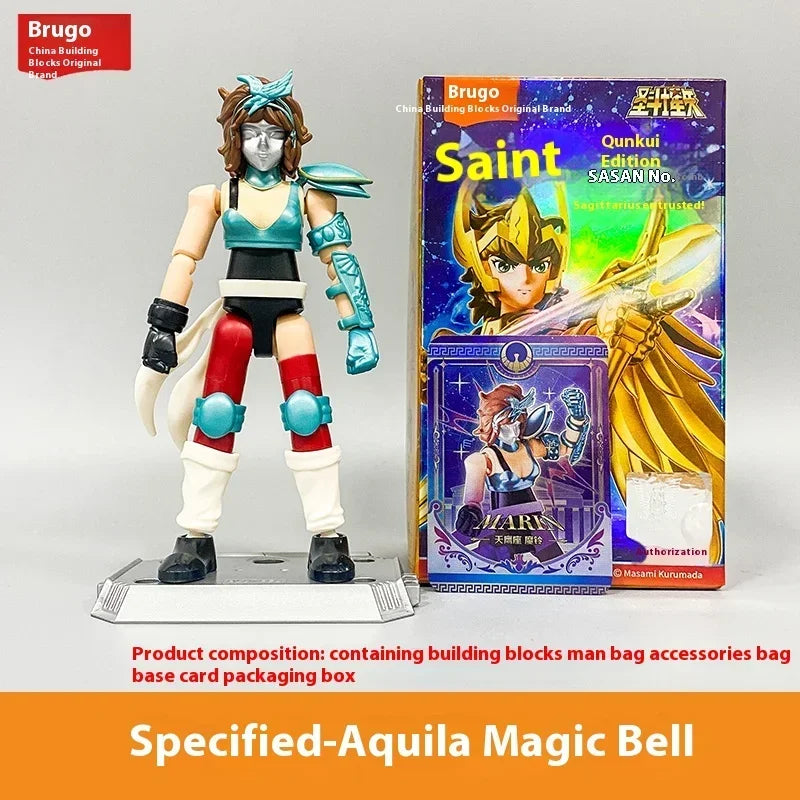 BLOKEES Saint Seiya Figure Blind Box GALAXY VERSION 01 Aiolos Shura Ikki Figure Shun Jabu Marin Figurine Assemble Model Toy Gift