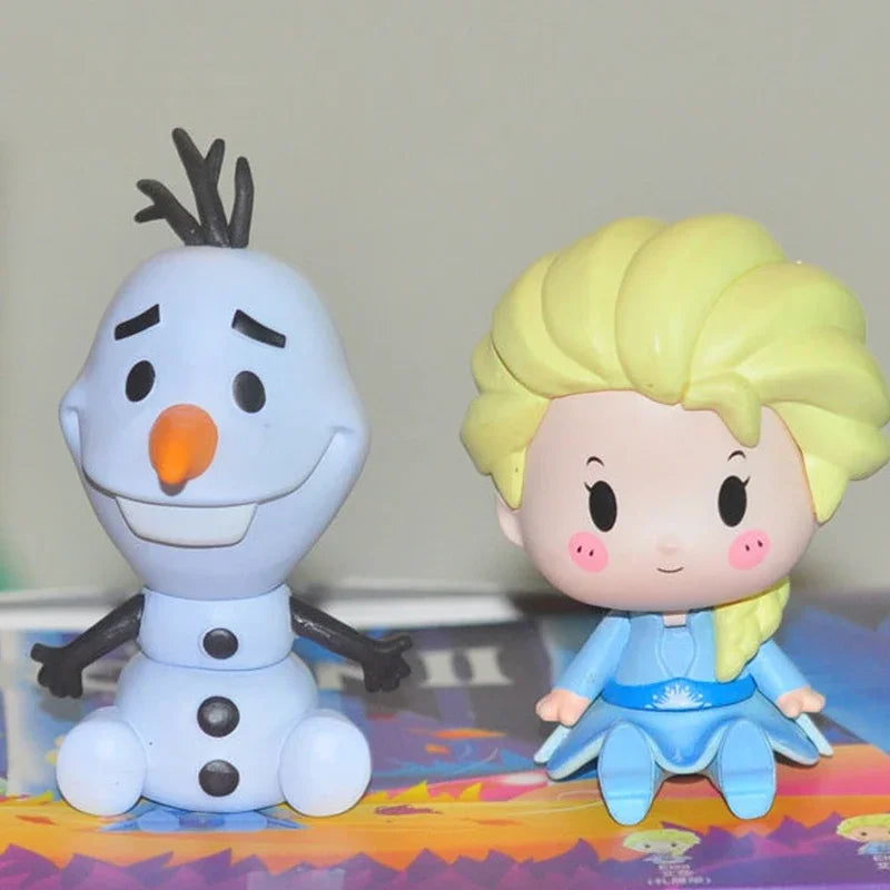 Blind Box Frozen Elsa Snow Baby Anna Princess Q Version 7pcs Box Decor Collection Anime Figure Mini Doll Xmas Gift