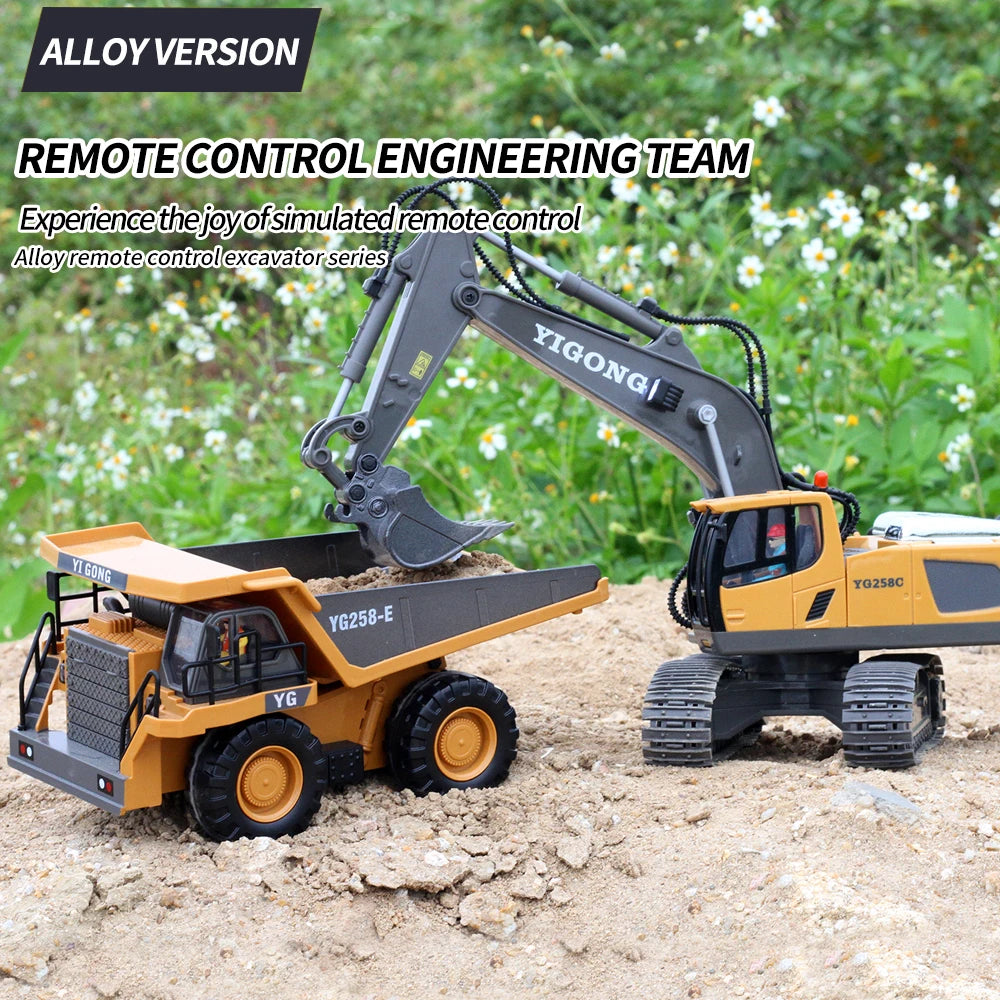 Rc Excavator Bulldozer Truck Toys for Boy 2.4G Remote Control Dumper Engineering Vehicle tractor Crawler Birthday Gift Child