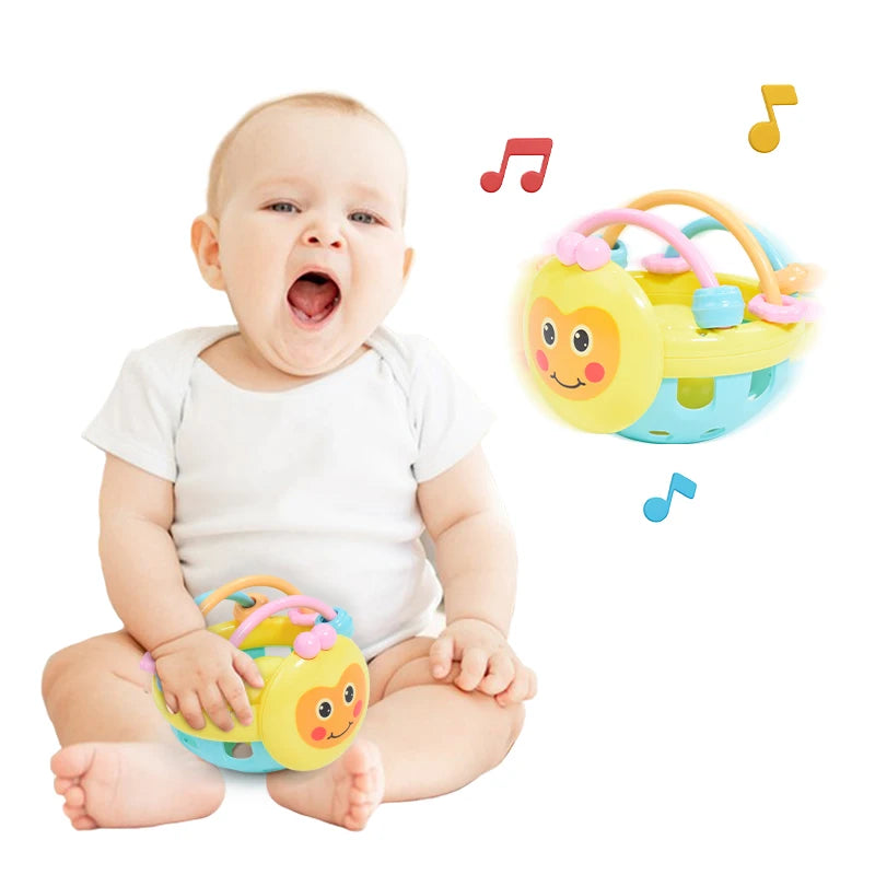 1Pc Bee Shape Hand Bell Baby Soft Rubber Rattle Children Early Childhood Biting Bell Toy Cartoon Rattle Dumbbell For Baby Toy