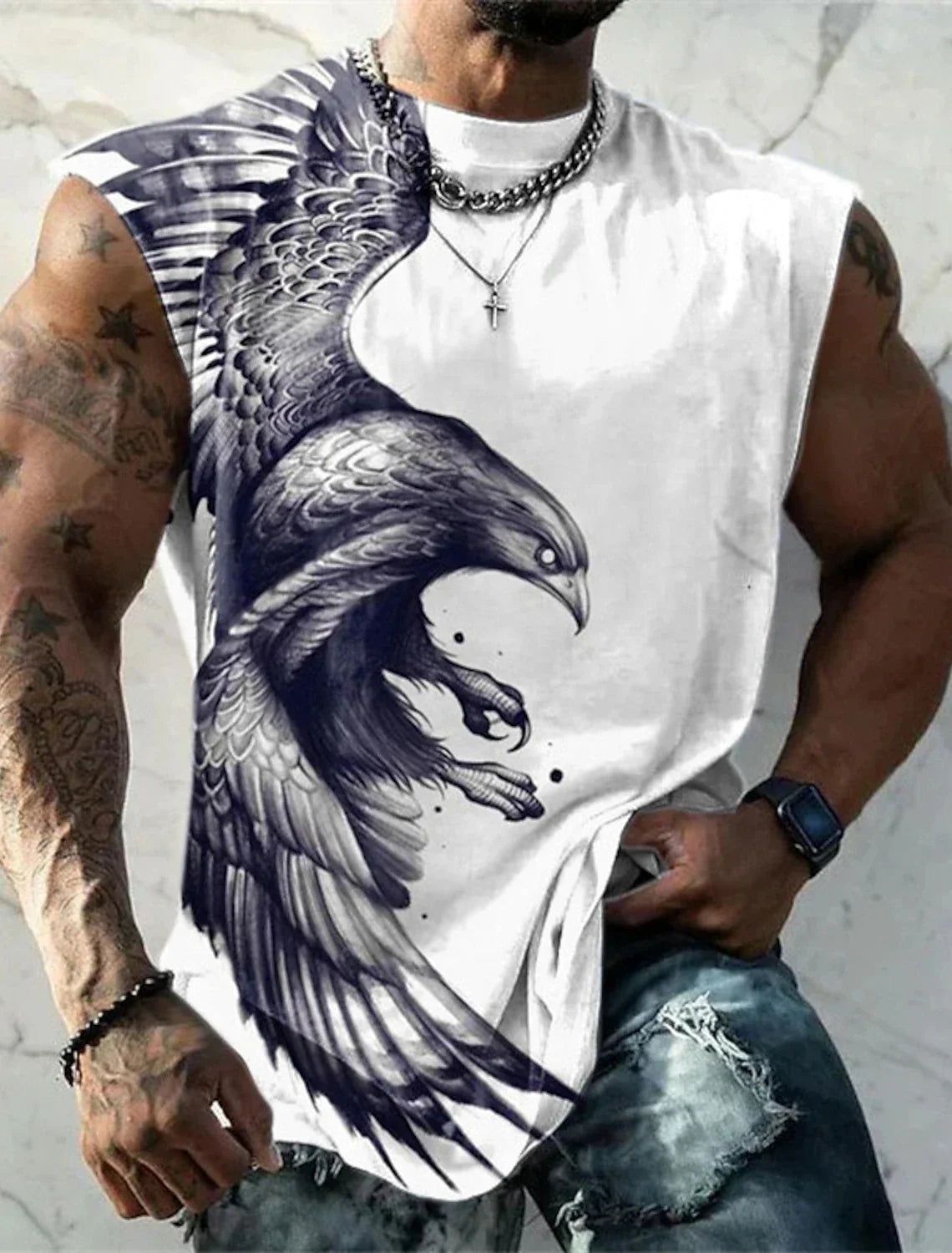 Mens Vest Printed Golden Lion Sleeveless T Shirt Crew Neck Apparel 3D Printed Everyday Sports Fitness Fashion Design S-6Xl