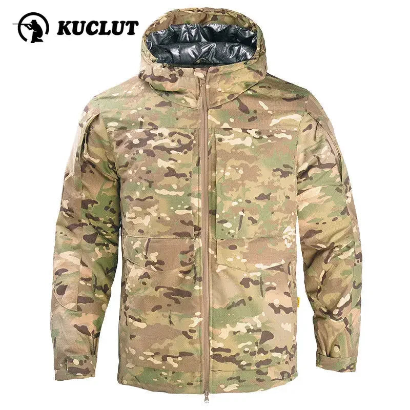 Men Heat Reflective Tactical Cotton Jacket Winter Warm Thicken Camouflage Windproof Clothing Outdoor Assault Hooded Windbreaker