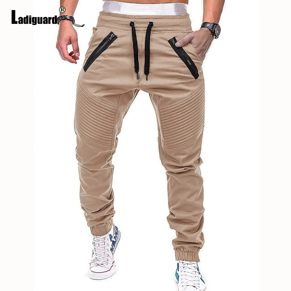 2025 American Fashion Hip Hop Pants Men's Ankle-Length Trouser Plus Size Mens Stand Pocket Casual Sports Running Sweatpants New