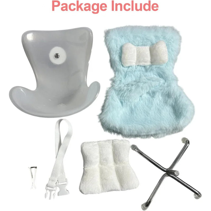 Labubu Car Seat with Soft Furry Cushion for 10-17cm Dolls,  Includes  Leg  Desktop Display