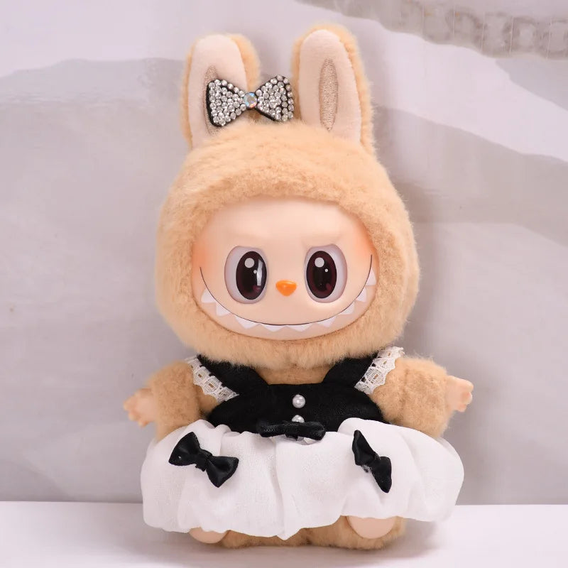 17cm Labubu I II Idol Dolls Cute Mini Plush Doll'S Clothes Korea Kpop Exo Idol Dolls Overalls Clothing DIY Accessories Gifts