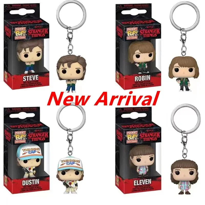 13 styles Newest FUNKO POP Pocket keychains Demogorgon Dustin Eleven Freddy Steve Robin Barb Action Figures Toys