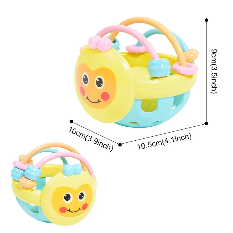 1Pc Bee Shape Hand Bell Baby Soft Rubber Rattle Children Early Childhood Biting Bell Toy Cartoon Rattle Dumbbell For Baby Toy