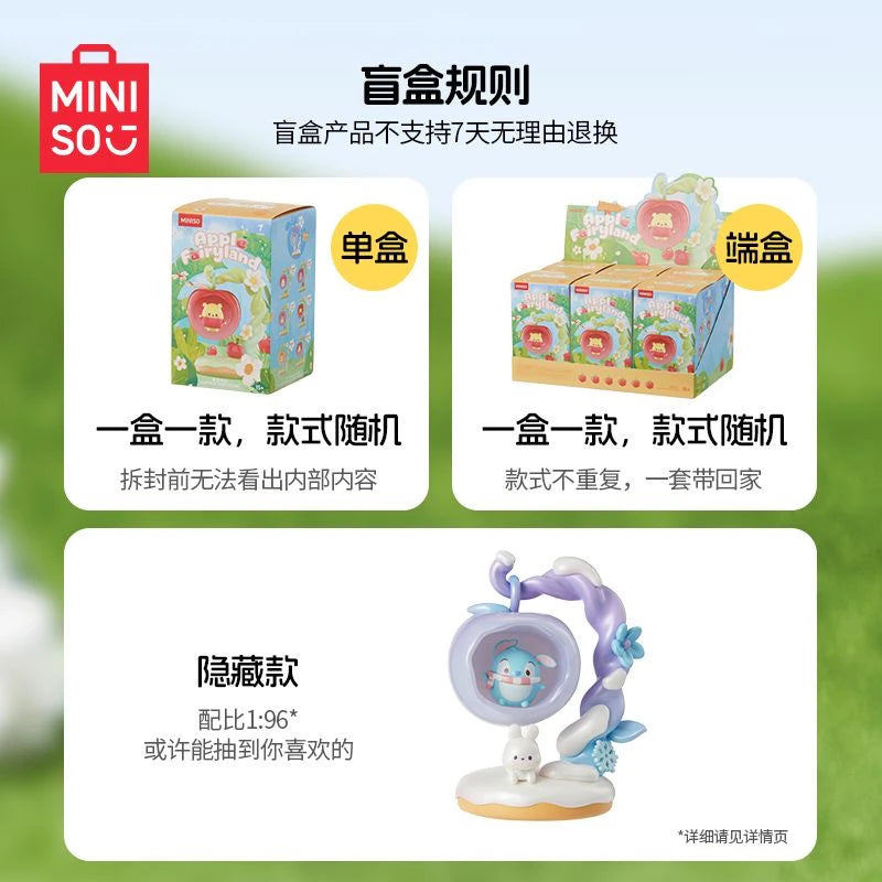 Miniso Disney Apple Fairyland Series Blind Box Winnie The Pooh Cute Doll Trendy Desktop Ornament Model Cartoon Toys Decor Gift