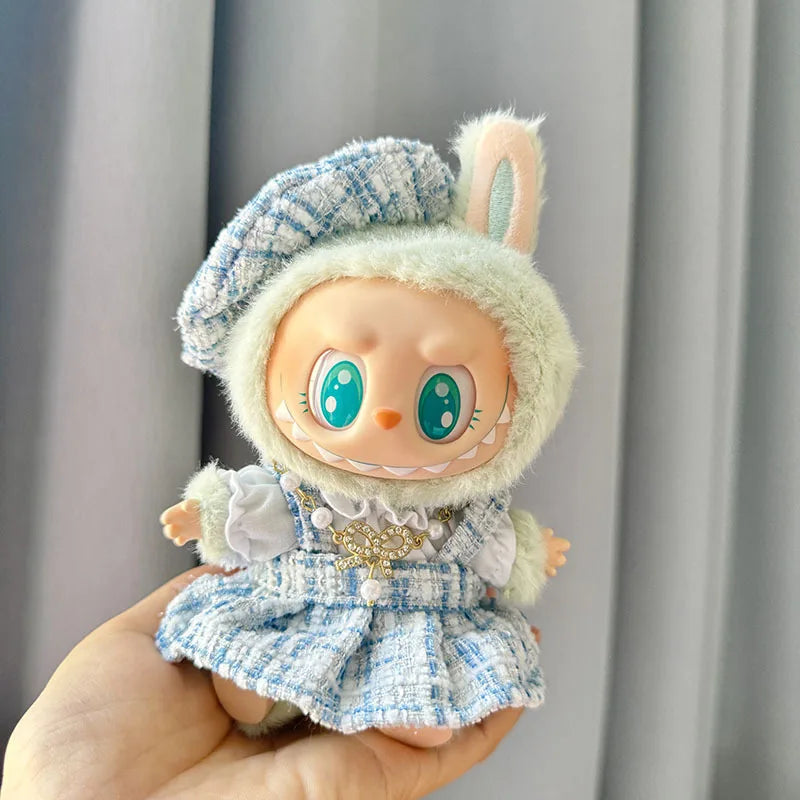 17cm Labubu I II Idol Dolls Cute Mini Plush Doll'S Clothes Korea Kpop Exo Idol Dolls Overalls Clothing DIY Accessories Gifts