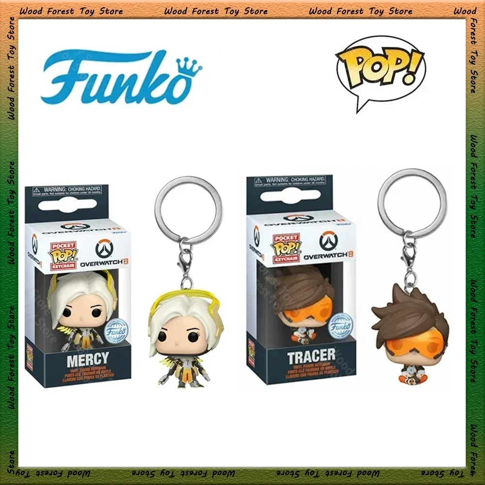 In Stock Original Funko Pop Overwatch 2 Angel Figurine Tracer Action Figure Collectible Statue Model Keychain Pendant Toy Gift