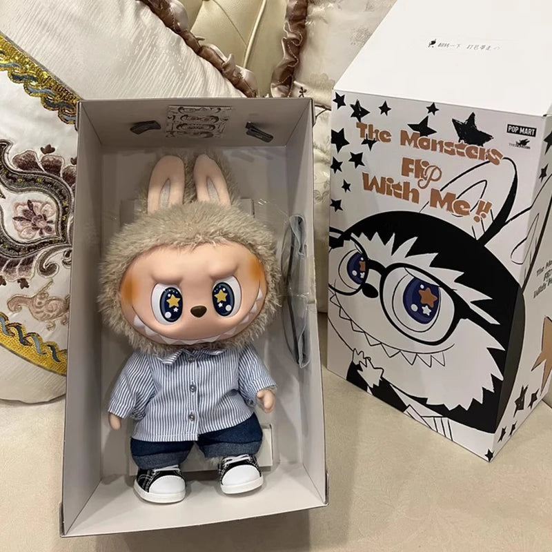 Authentic Labubu 38cm Fashion Big Vinyl Doll The Monsters Flip With Me Series Collection Decoration Cute Doll Festivals Gift