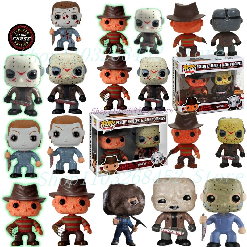 New Funko Pop Jason 01 Limit Voorhees Freddy 02 Glows 03 Michael Myers 622 202 Jason 361 611 Freddy&jason 2 Action Figure Toys