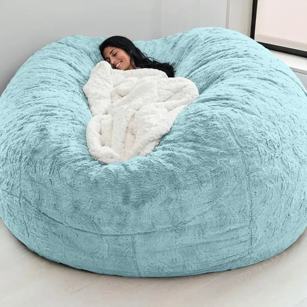 Soft Warm 7FT 183*90cm Giant Bean Bag Cover Fluffy Faux Fur Pouf Sofa Bed Soft Beanbag Couch Relax Recliner Chair Lazy Sofa Coat