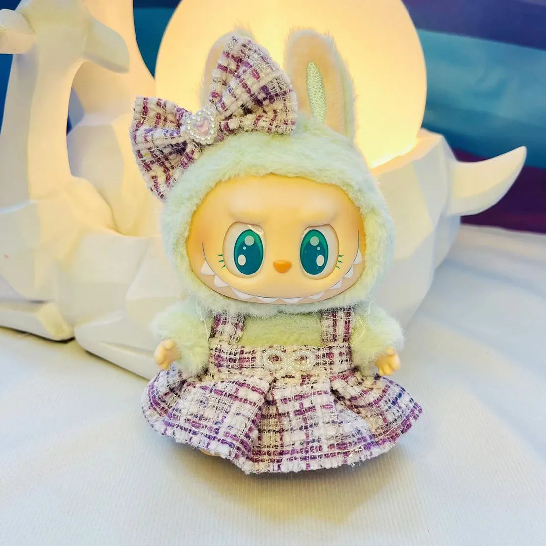 17cm Labubu I II Idol Dolls Cute Mini Plush Doll'S Clothes Korea Kpop Exo Idol Dolls Overalls Clothing DIY Accessories Gifts