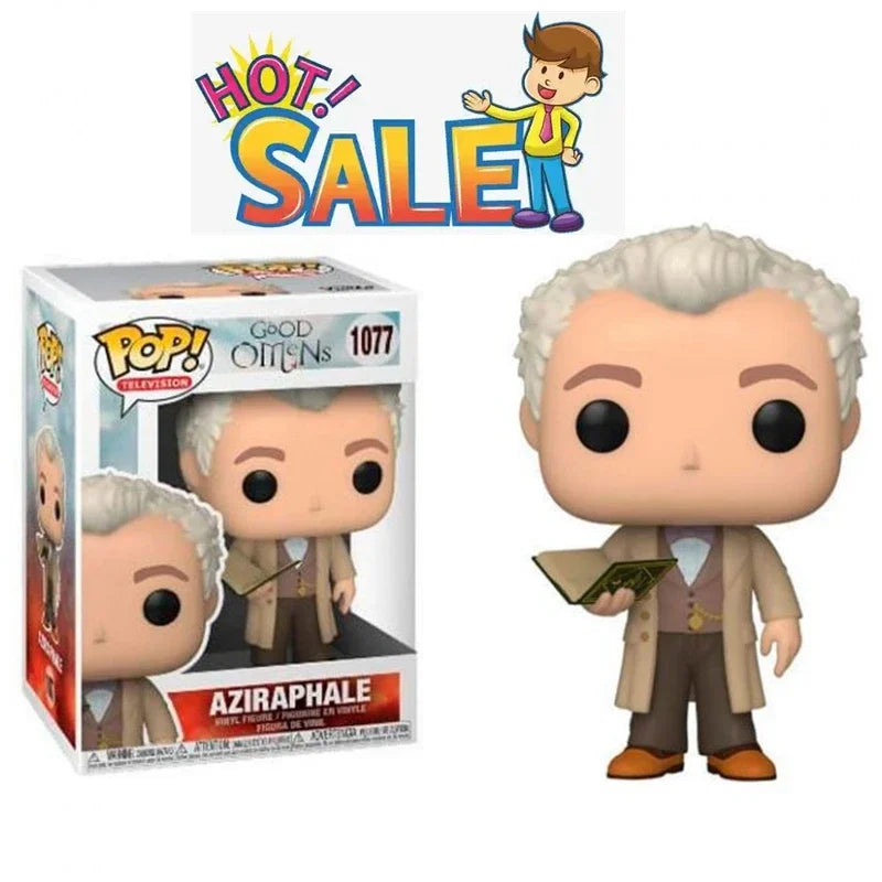 New Arrival Funko Pop! Good Omens Aziraphale Con Libro #1077 Crowley #1078 Vinyl Action Figures Toys for Birthday Best Gift