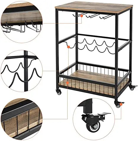 Metal Space-Saving Mobile Kitchen Islands & Carts Living Room Cabinets Serving Storage Trolley Kitchen Cart On Wheels