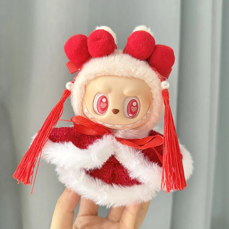 17cm Labubu I II Idol Dolls Cute Mini Plush Doll'S Clothes Korea Kpop Exo Idol Dolls Overalls Clothing DIY Accessories Gifts