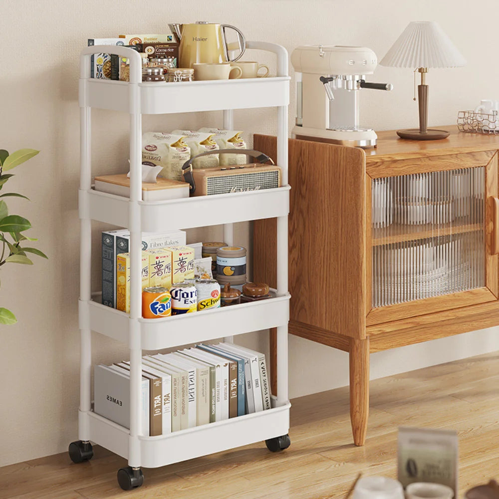 Mobile Storage Trolley Bedroom Multi-Layer Storage Racks Organizer Living Room Snacks Shelf Household Kitchen Cart with Wheels