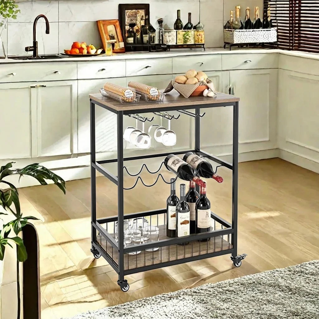 Metal Space-Saving Mobile Kitchen Islands & Carts Living Room Cabinets Serving Storage Trolley Kitchen Cart On Wheels