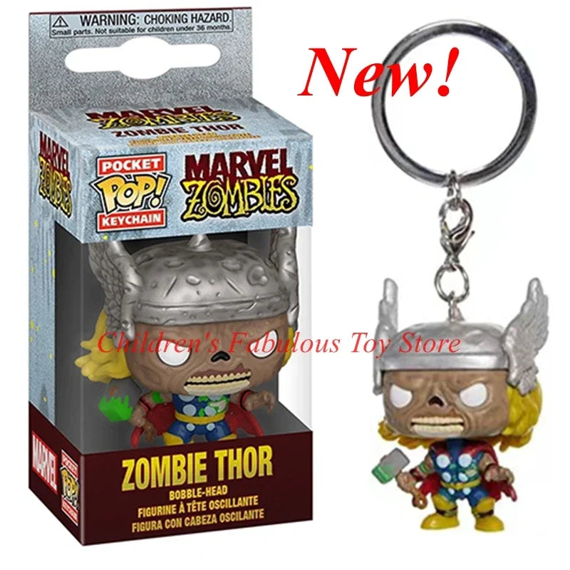 FUNKO POP Pocket with box keychains Toys Keychain Thor Zombie Thor Action Figure Toy