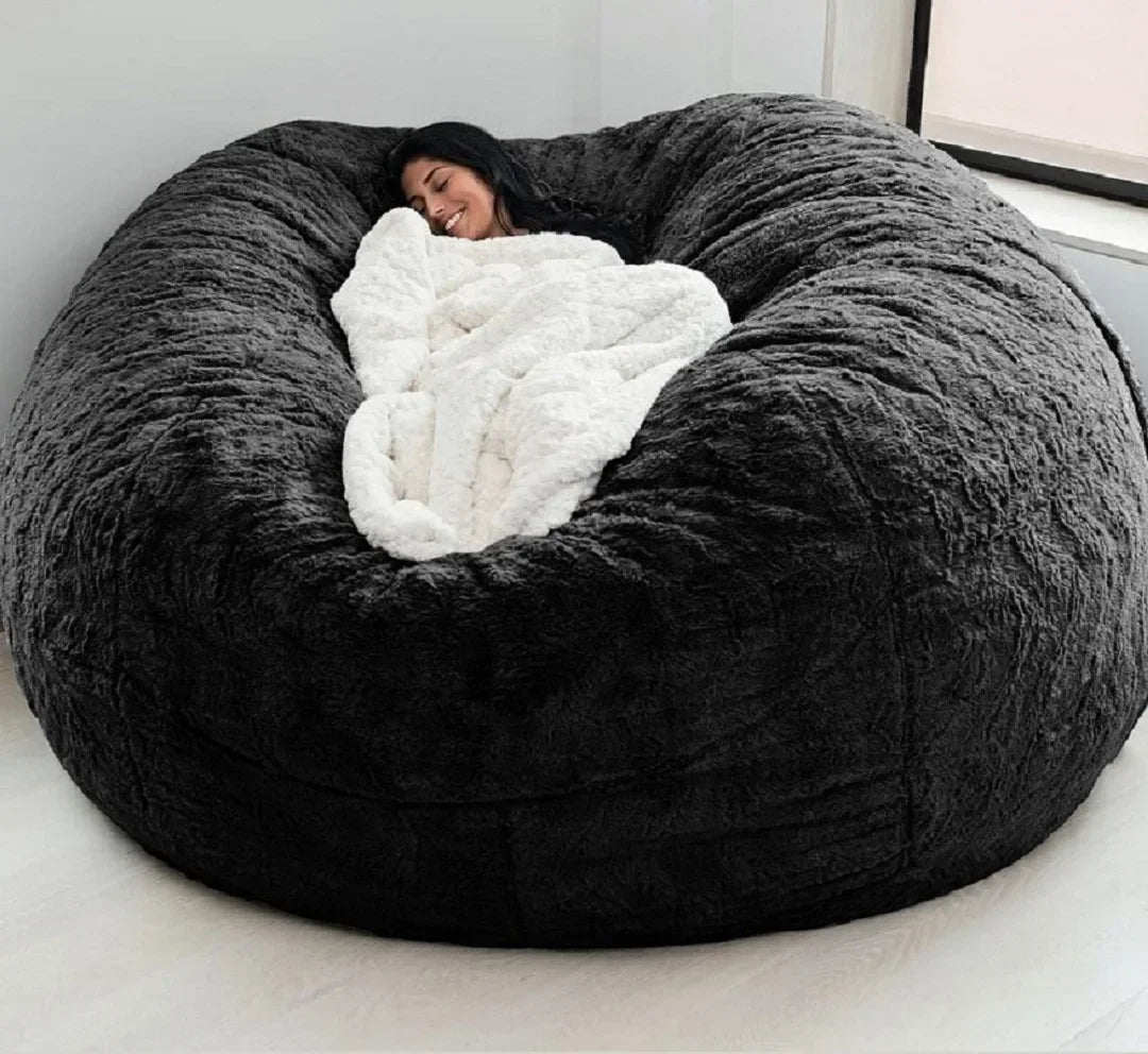 Soft Warm 7FT 183*90cm Giant Bean Bag Cover Fluffy Faux Fur Pouf Sofa Bed Soft Beanbag Couch Relax Recliner Chair Lazy Sofa Coat