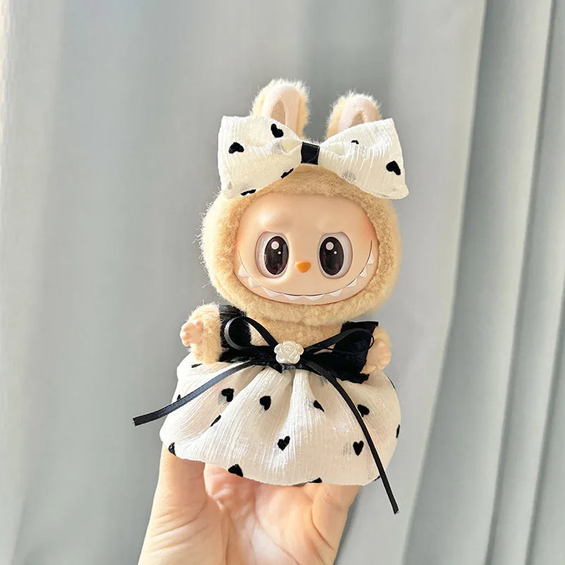 17cm Labubu I II Idol Dolls Cute Mini Plush Doll'S Clothes Korea Kpop Exo Idol Dolls Overalls Clothing DIY Accessories Gifts