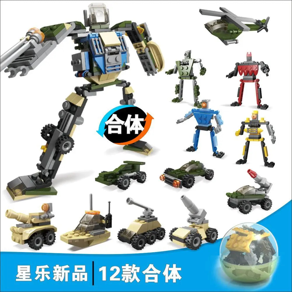 12-in-1 Robot Series Building Blocks - Educational DIY Assembly Set with Bonus Figures, Perfect for Kids' Creative Play