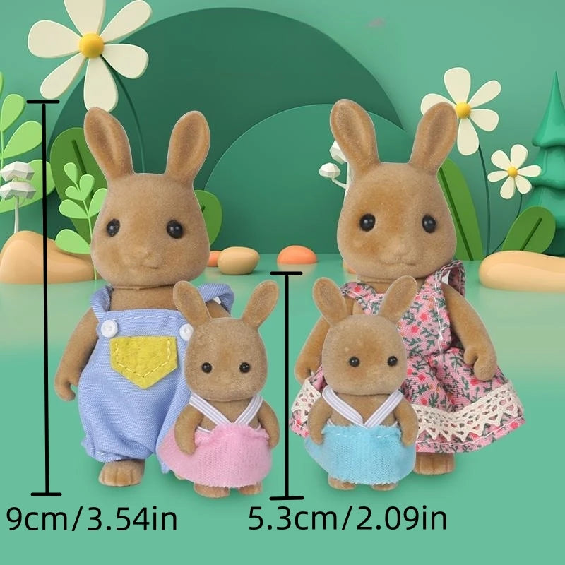 Forest Animal Family 1/12 Dollhouse Furniture Bedroom Kitchen Bathroom Set Miniature Simulation Dolls Accessories DIY Toys Girls