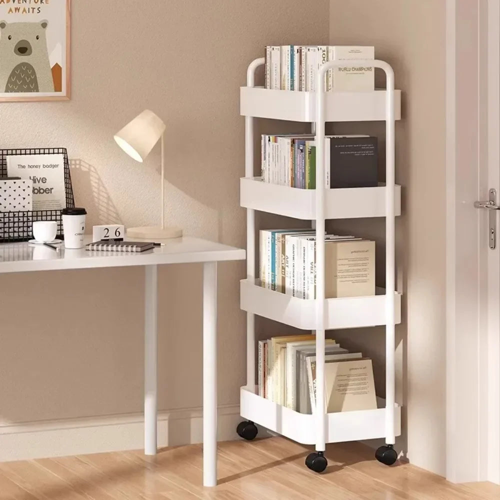 Mobile Storage Trolley Bedroom Multi-Layer Storage Racks Organizer Living Room Snacks Shelf Household Kitchen Cart with Wheels