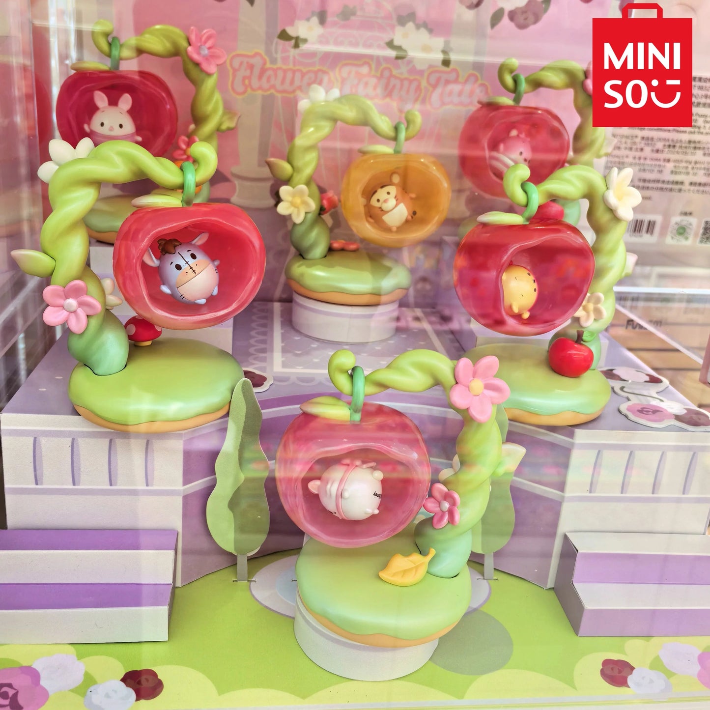 Miniso Disney Apple Fairyland Series Blind Box Winnie The Pooh Cute Doll Trendy Desktop Ornament Model Cartoon Toys Decor Gift