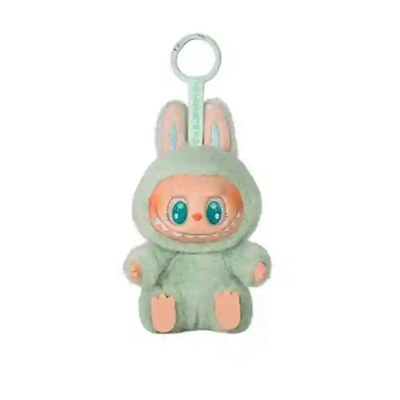 Hot Anime Figure Labubu Have A Seat Series Pendant Flocking Doll Model Toy Kawaii Monster Replica Keychain Toy Birthday Gift