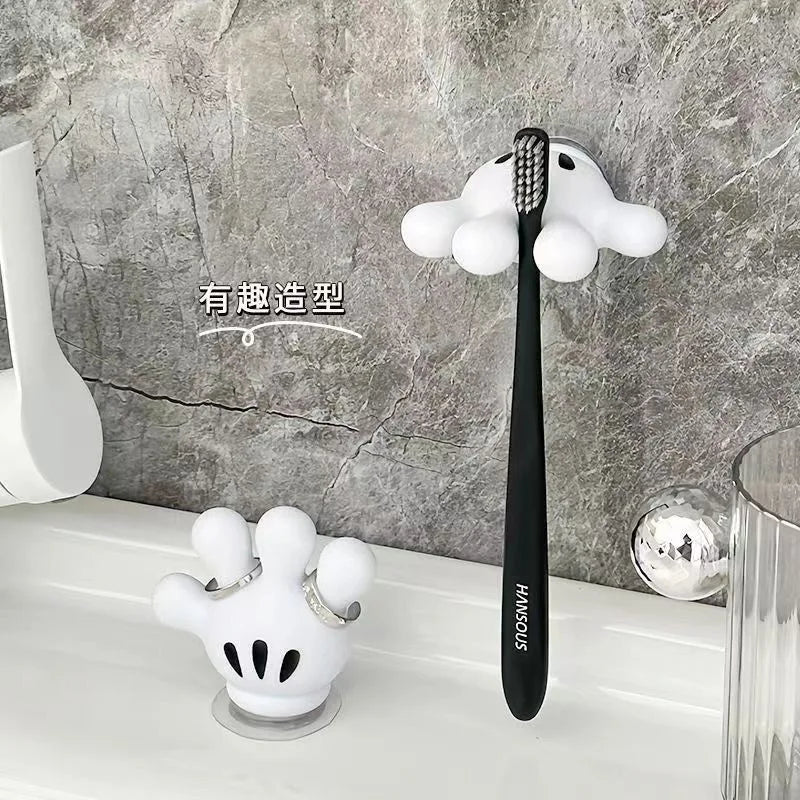 Disney Mickey Palm Toothbrush Hook Cartoon Toothbrush Holder Suction Cup Hook No Trace No Punch Bathroom Hook Storage Rack