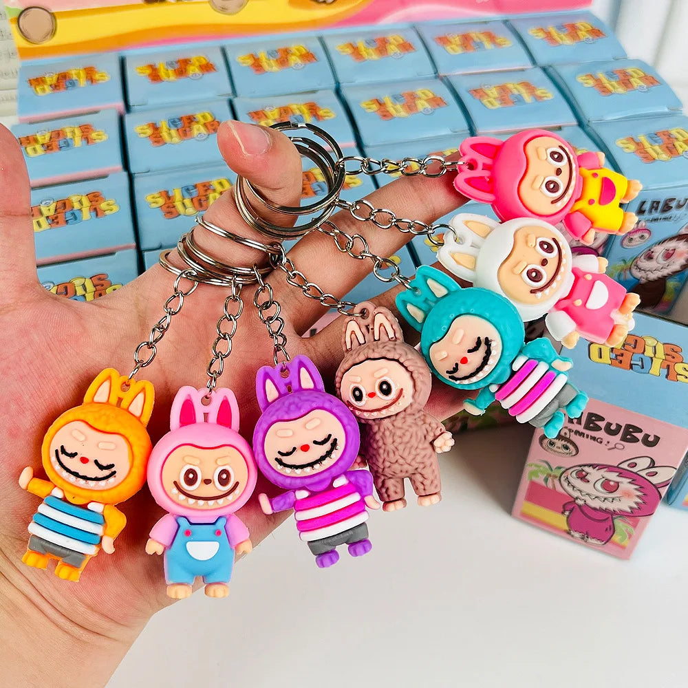 24 Labubu Anime Peripheral Blind Box Dolls Pvc Small Pendants Cute Cartoon Keychains Blind Box Decorations Fashion Pendant Gifts